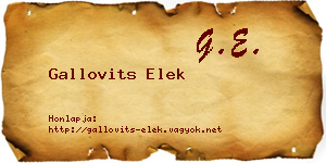 Gallovits Elek névjegykártya